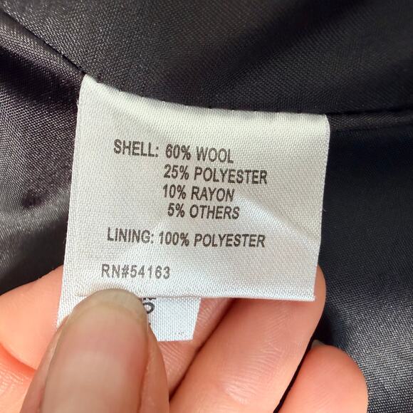 Calvin Klein Women's Black Warm Winter Wool Blend Pea Coat Button Up Size 6 - Picture 8 of 11